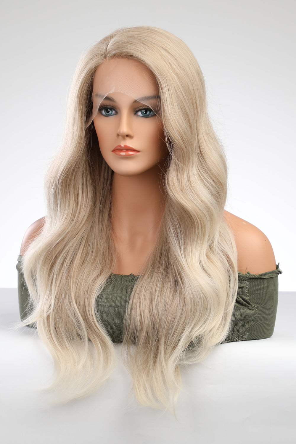 13*2" Lace Front Wigs Synthetic Long Wave 25" 150% Density Blonde One Size Hair Extensions by Trendsi | Fleurcouture