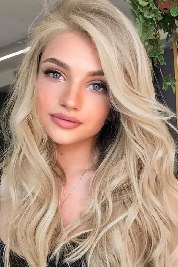 13*2" Lace Front Wigs Synthetic Long Wave 25" 150% Density Blonde One Size Hair Extensions by Trendsi | Fleurcouture