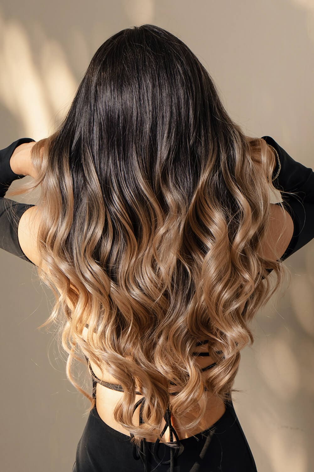 13*2" Lace Front Wigs Synthetic Long Wave 26" 150% Density Brown/Caramel Balayage One Size wigs by Trendsi | Fleurcouture