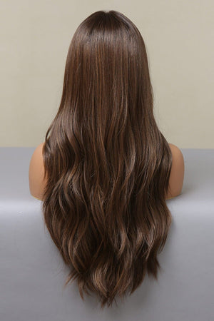 13*2" Lace Front Wigs Synthetic Long Wave 26" Heat Safe 150% Density Brown Balayage One Size wigs by Trendsi | Fleurcouture