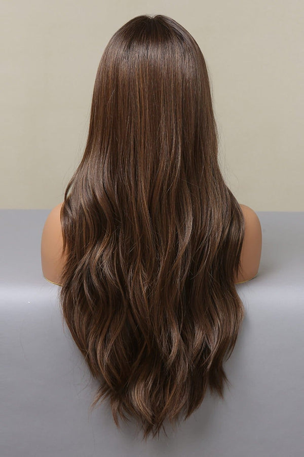 13*2" Lace Front Wigs Synthetic Long Wave 26" Heat Safe 150% Density Brown Balayage One Size wigs by Trendsi | Fleurcouture