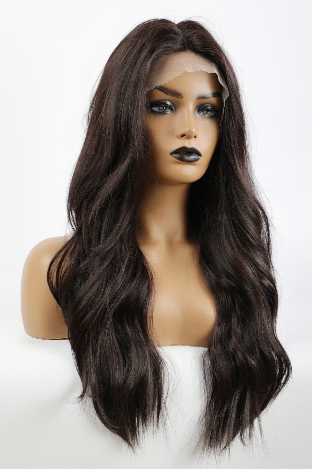 13*2" Lace Front Wigs Synthetic Long Wave 26" Heat Safe 150% Density in Brown Brown One Size wigs by Trendsi | Fleurcouture
