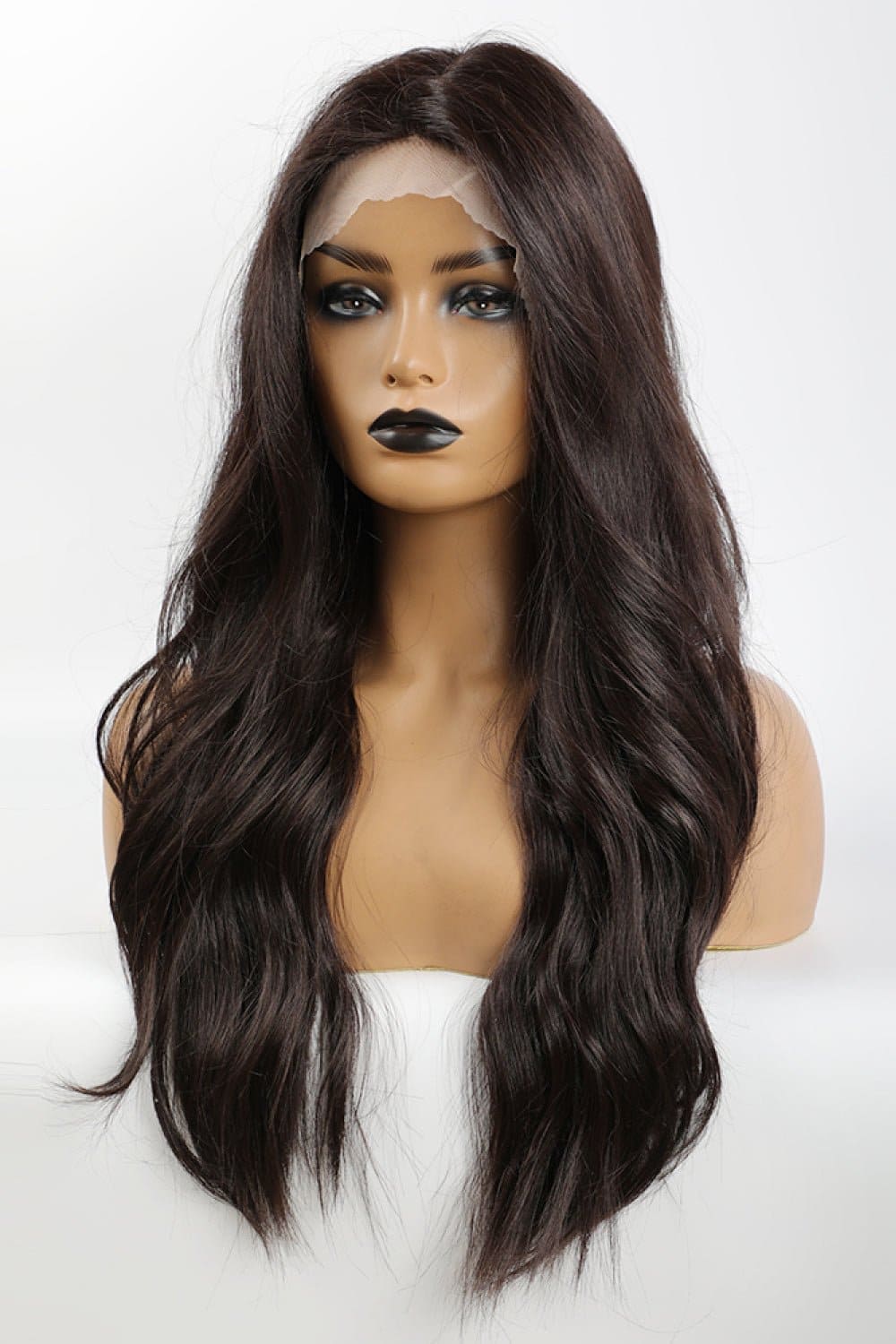 13*2" Lace Front Wigs Synthetic Long Wave 26" Heat Safe 150% Density in Brown Brown One Size wigs by Trendsi | Fleurcouture