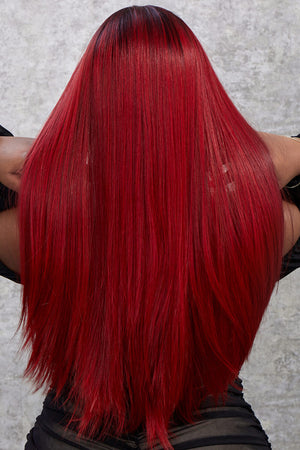 13*2" Lace Front Wigs Synthetic Straight 26" 150% Density Red Ombre One Size Accessories/Headwear by Trendsi | Fleurcouture