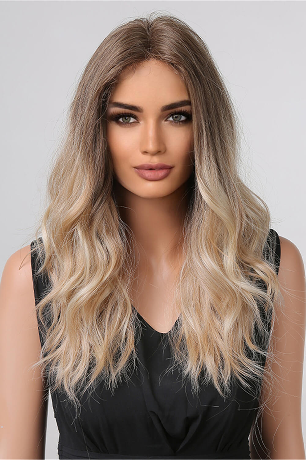 13*2&quot; Long Wave Lace Front Wigs 24&quot; Long 150% Density Light Brown/Blonde Ombre One Size Hair Extensions by Trendsi | Fleurcouture