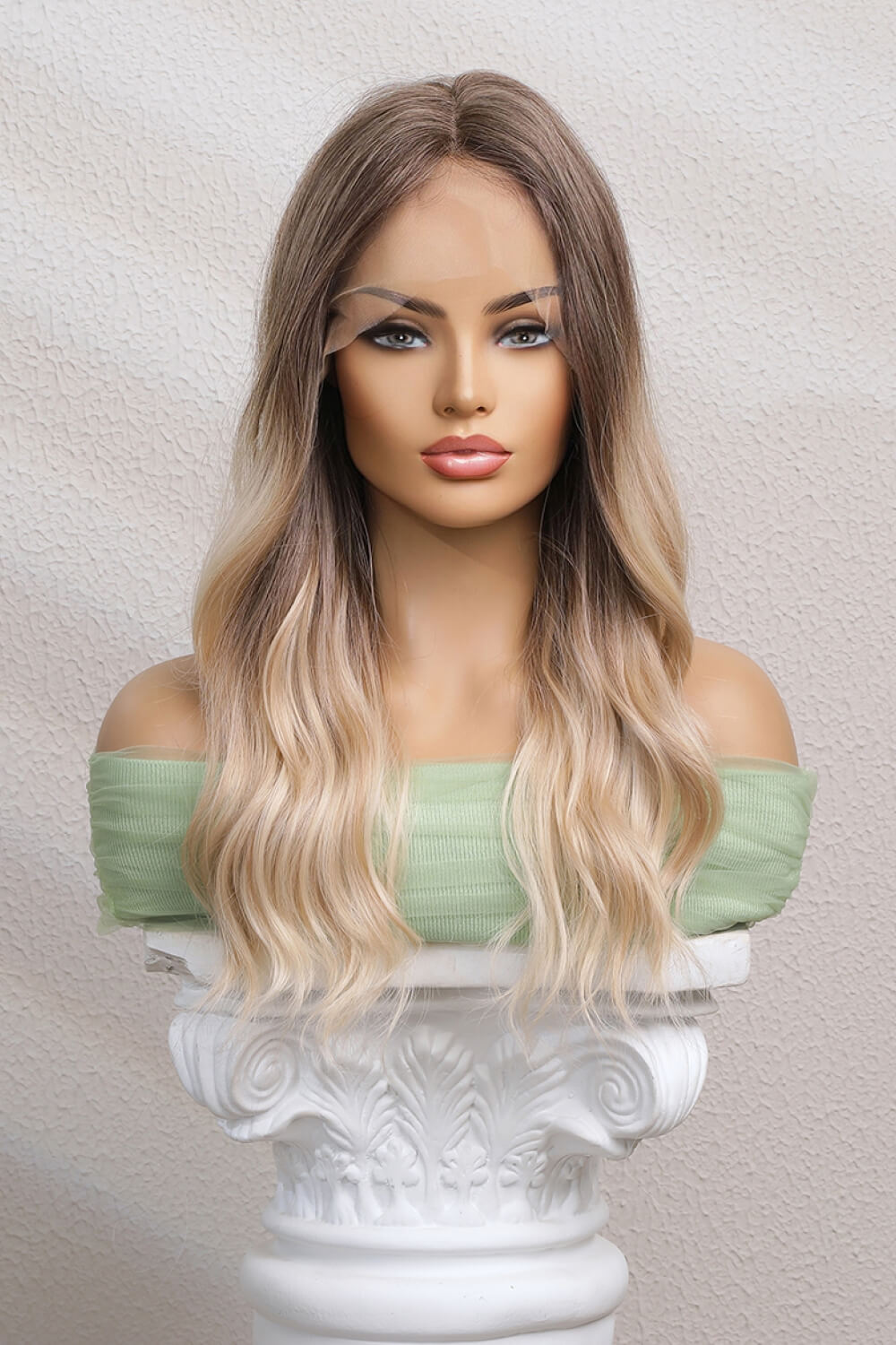 13*2&quot; Long Wave Lace Front Wigs 24&quot; Long 150% Density Light Brown/Blonde Ombre One Size Hair Extensions by Trendsi | Fleurcouture