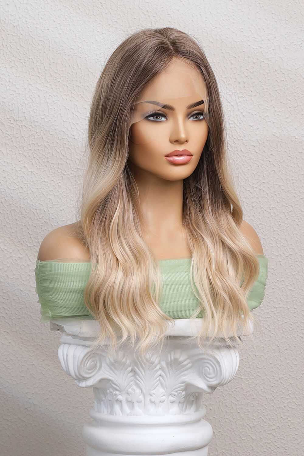 13*2&quot; Long Wave Lace Front Wigs 24&quot; Long 150% Density Light Brown/Blonde Ombre One Size Hair Extensions by Trendsi | Fleurcouture