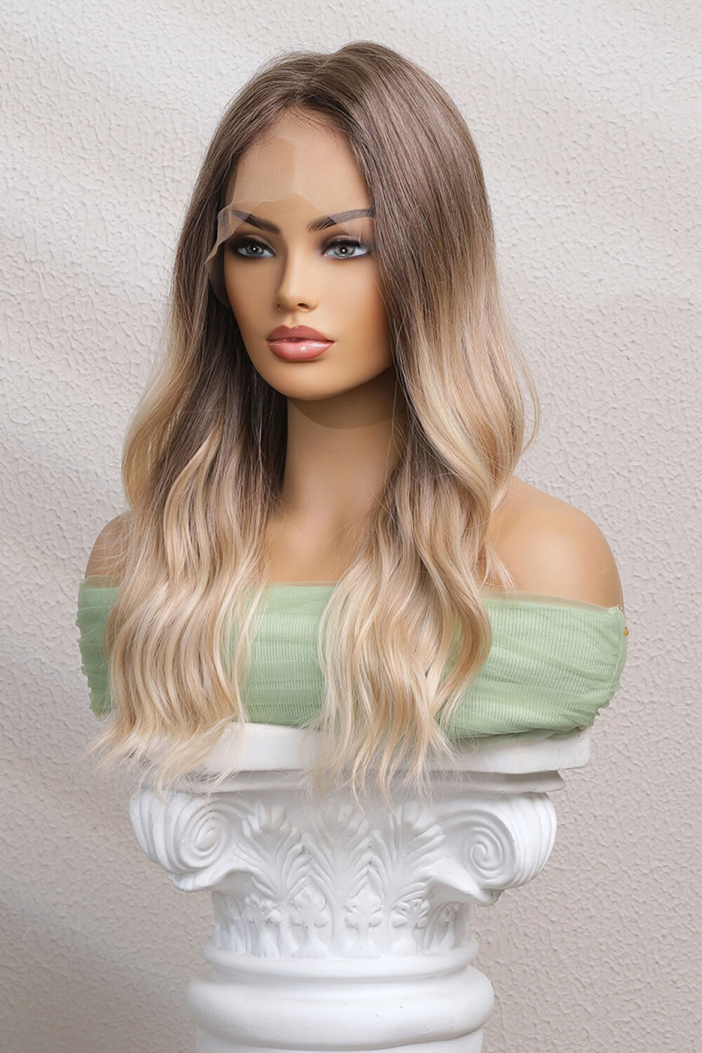 13*2&quot; Long Wave Lace Front Wigs 24&quot; Long 150% Density Light Brown/Blonde Ombre One Size Hair Extensions by Trendsi | Fleurcouture