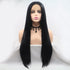 13*3" Lace Front Wigs Synthetic Long Straight 24" 130% Density Black One Size Hair Extensions by Trendsi | Fleurcouture