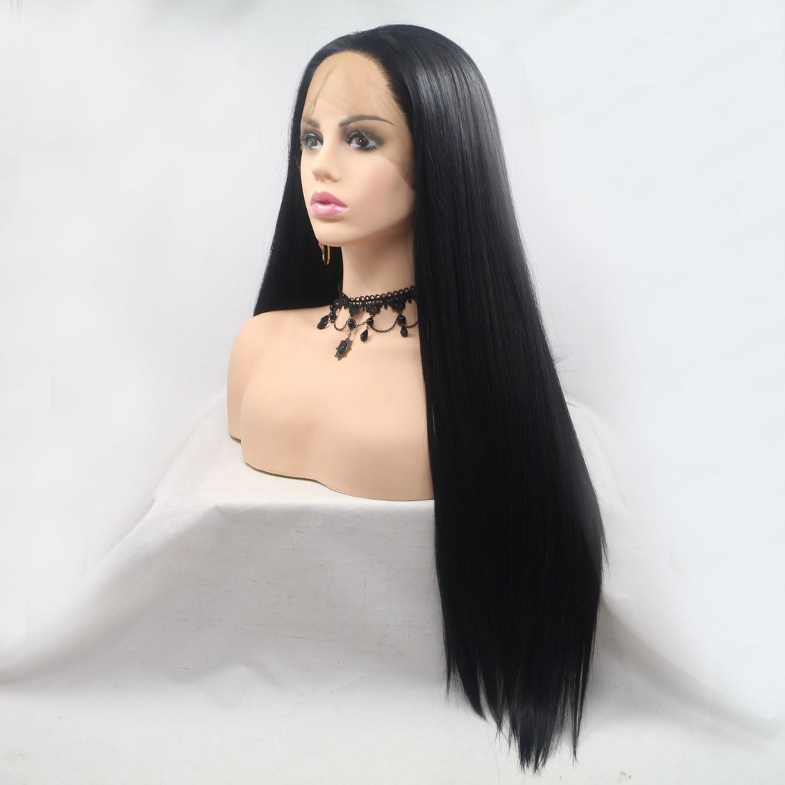 13*3&quot; Lace Front Wigs Synthetic Long Straight 24&quot; 130% Density Black One Size Hair Extensions by Trendsi | Fleurcouture