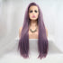 13*3" Lace Front Wigs Synthetic Long Straight 24" 130% Density Purple One Size Hair Extensions by Trendsi | Fleurcouture