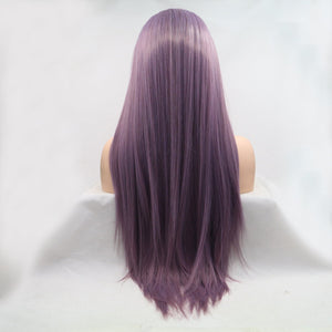 13*3" Lace Front Wigs Synthetic Long Straight 24" 130% Density Purple One Size Hair Extensions by Trendsi | Fleurcouture