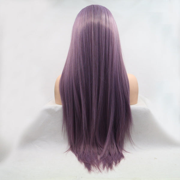 13*3" Lace Front Wigs Synthetic Long Straight 24" 130% Density Purple One Size Hair Extensions by Trendsi | Fleurcouture