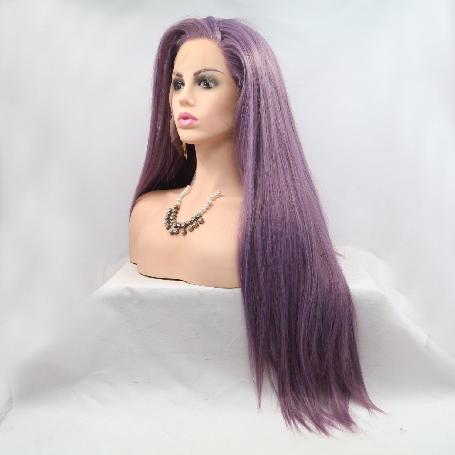 13*3" Lace Front Wigs Synthetic Long Straight 24" 130% Density Purple One Size Hair Extensions by Trendsi | Fleurcouture