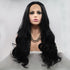 13*3" Lace Front Wigs Synthetic Long Wavy 24" 130% Density Black One Size Hair Extensions by Trendsi | Fleurcouture