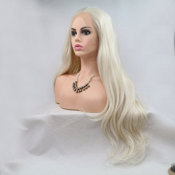 13*3" Lace Front Wigs Synthetic Long Wavy 24" 130% Density Blond One Size Hair Extensions by Trendsi | Fleurcouture