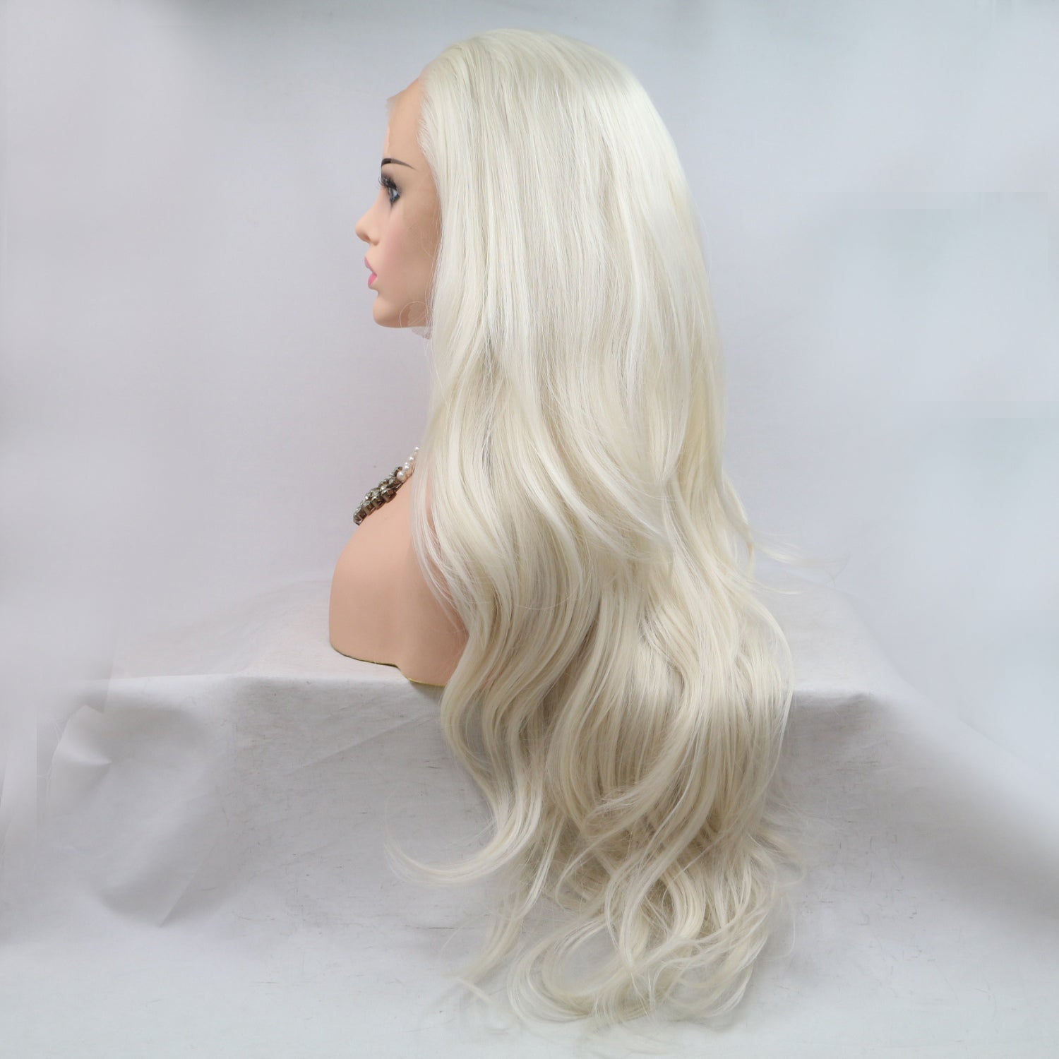 13*3&quot; Lace Front Wigs Synthetic Long Wavy 24&quot; 130% Density Blond One Size Hair Extensions by Trendsi | Fleurcouture