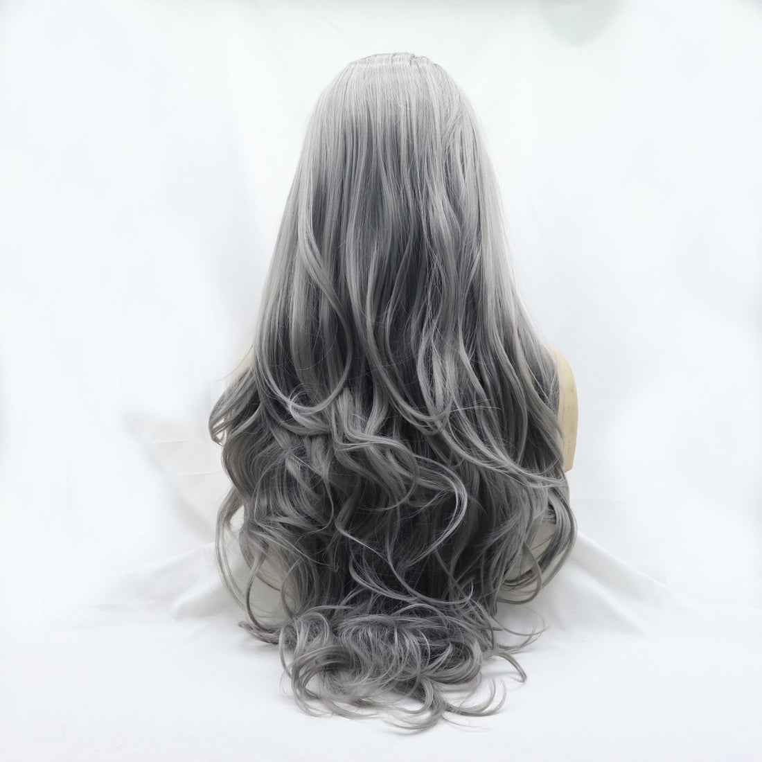 13*3&quot; Lace Front Wigs Synthetic Long Wavy 24&quot; 130% Density Grey One Size Hair Extensions by Trendsi | Fleurcouture