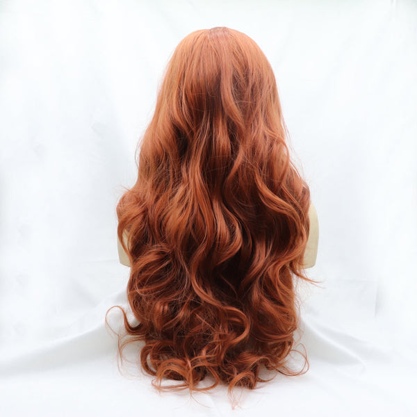 13*3" Lace Front Wigs Synthetic Long Wavy 24" 130% Density Orange One Size Accessories by Trendsi | Fleurcouture