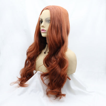 13*3&quot; Lace Front Wigs Synthetic Long Wavy 24&quot; 130% Density Orange One Size Accessories by Trendsi | Fleurcouture