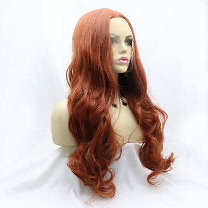 13*3&quot; Lace Front Wigs Synthetic Long Wavy 24&quot; 130% Density Orange One Size Accessories by Trendsi | Fleurcouture