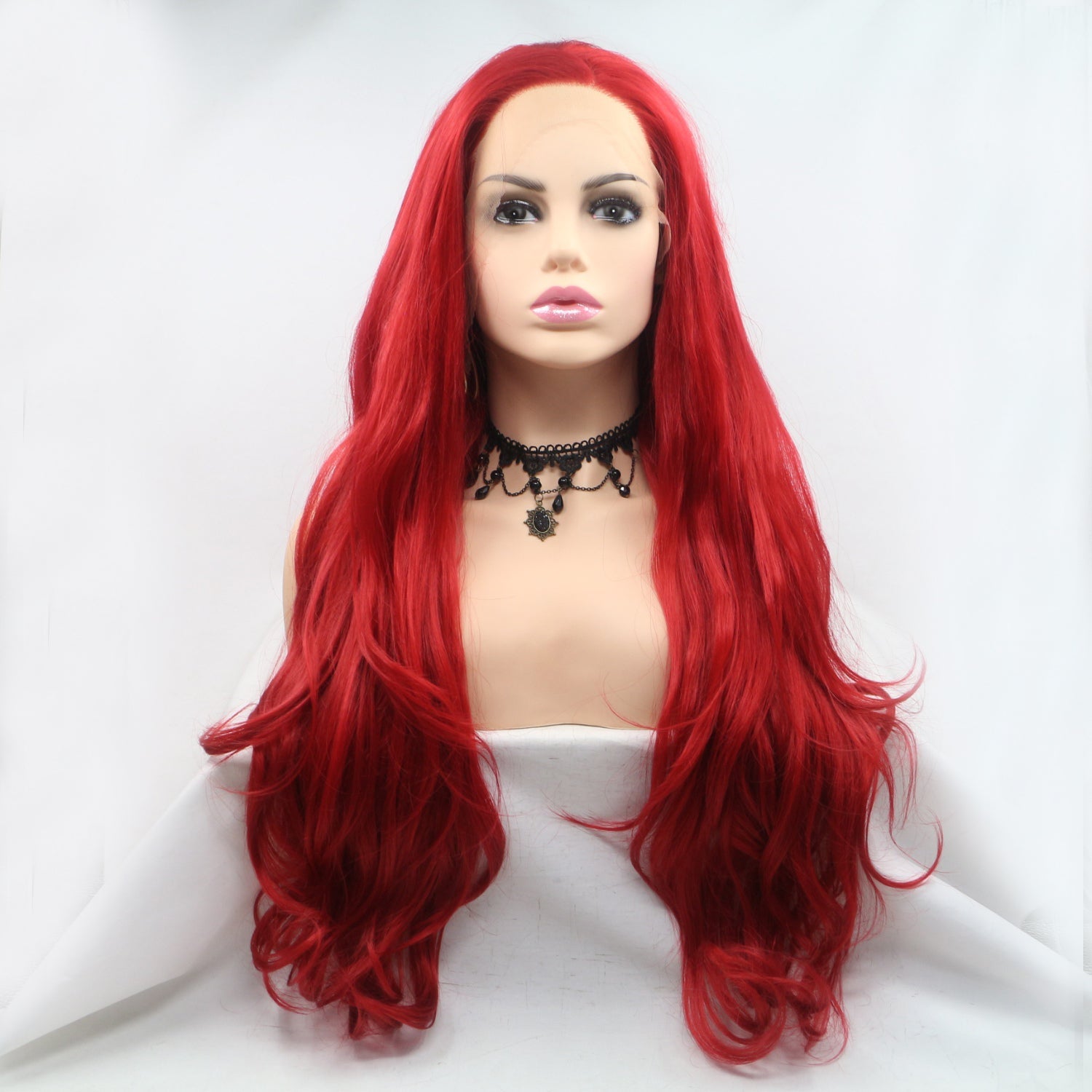 13*3&quot; Lace Front Wigs Synthetic Long Wavy 24&quot; 130% Density Red One Size by Trendsi | Fleurcouture