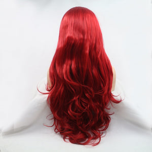 13*3" Lace Front Wigs Synthetic Long Wavy 24" 130% Density Red One Size by Trendsi | Fleurcouture