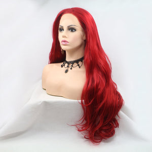 13*3" Lace Front Wigs Synthetic Long Wavy 24" 130% Density Red One Size by Trendsi | Fleurcouture