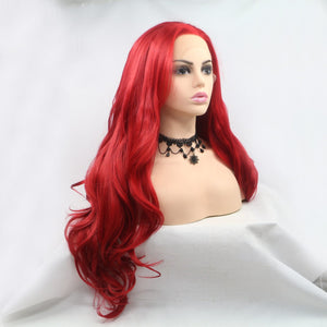 13*3" Lace Front Wigs Synthetic Long Wavy 24" 130% Density Red One Size by Trendsi | Fleurcouture