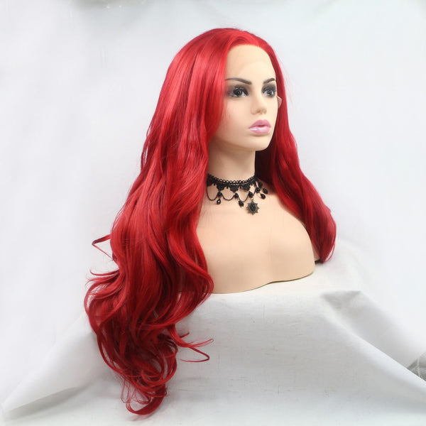 13*3" Lace Front Wigs Synthetic Long Wavy 24" 130% Density Red One Size by Trendsi | Fleurcouture