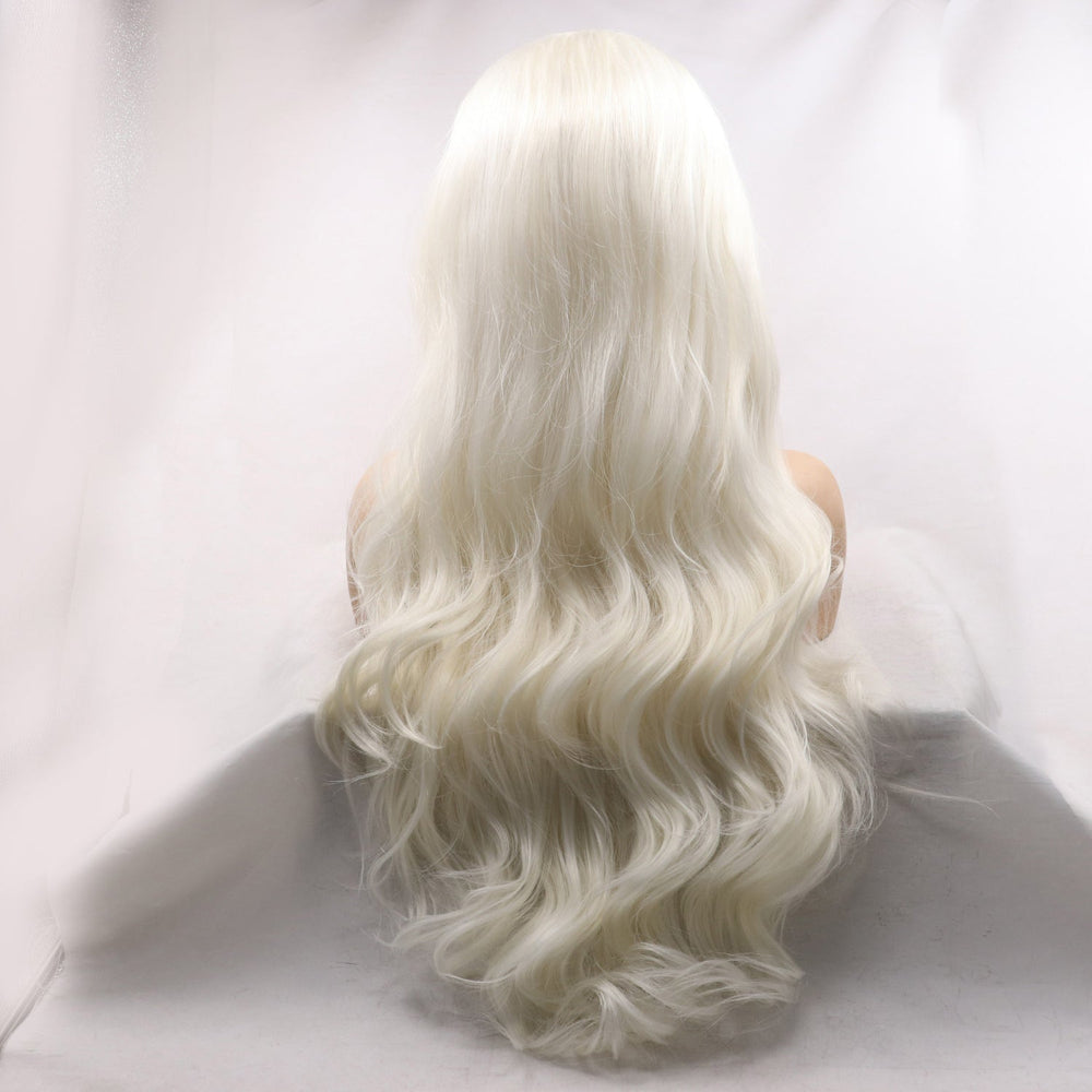 13*3" Lace Front Wigs Synthetic Long Wavy 24" 130% Density White One Size Hair Extensions by Trendsi | Fleurcouture