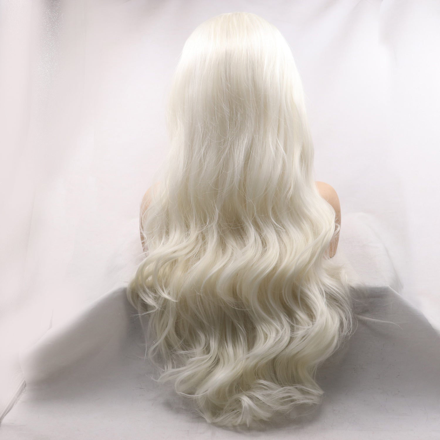 13*3&quot; Lace Front Wigs Synthetic Long Wavy 24&quot; 130% Density White One Size Hair Extensions by Trendsi | Fleurcouture