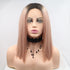 13*3" Lace Front Wigs Synthetic Mid-length Straight 12" 130% Density Black/Pink One Size by Trendsi | Fleurcouture