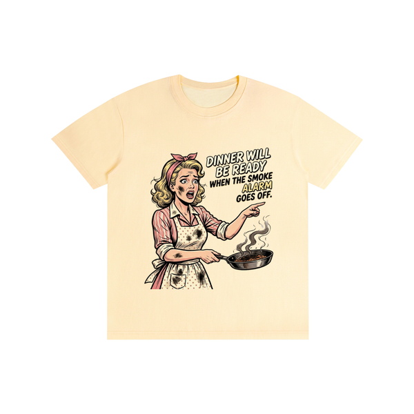 Dinnerwillbereadywhenthesmokealarmgoesoff,retro,1950s,funny,sarcastic,tee,tshirt