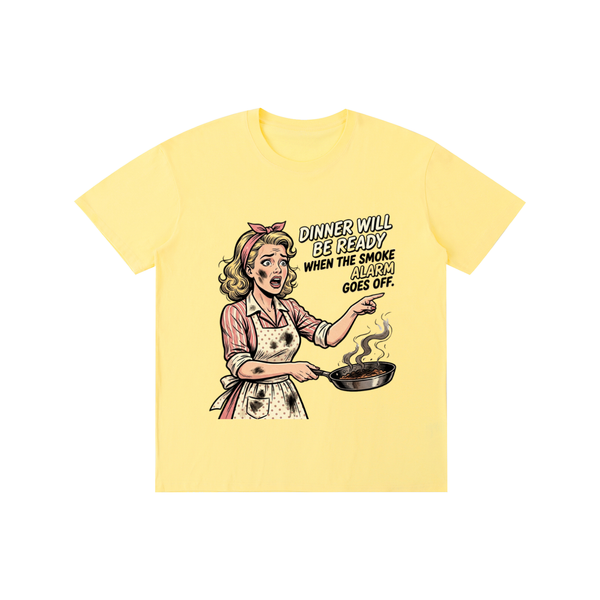Dinnerwillbereadywhenthesmokealarmgoesoff,retro,1950s,funny,sarcastic,tee,tshirt