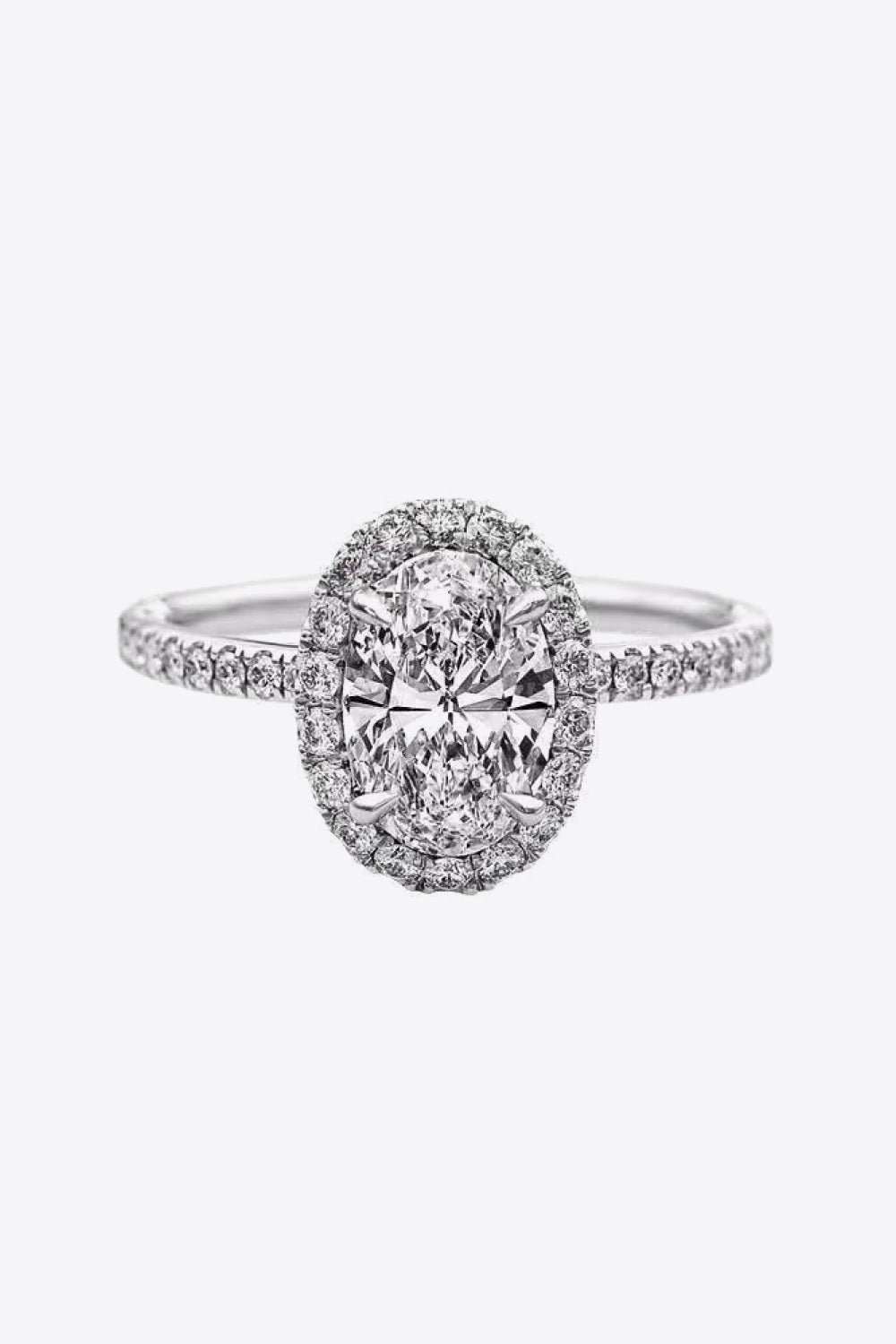 2 Carat Moissanite Platinum-Plated Ring White by Trendsi | Fleurcouture