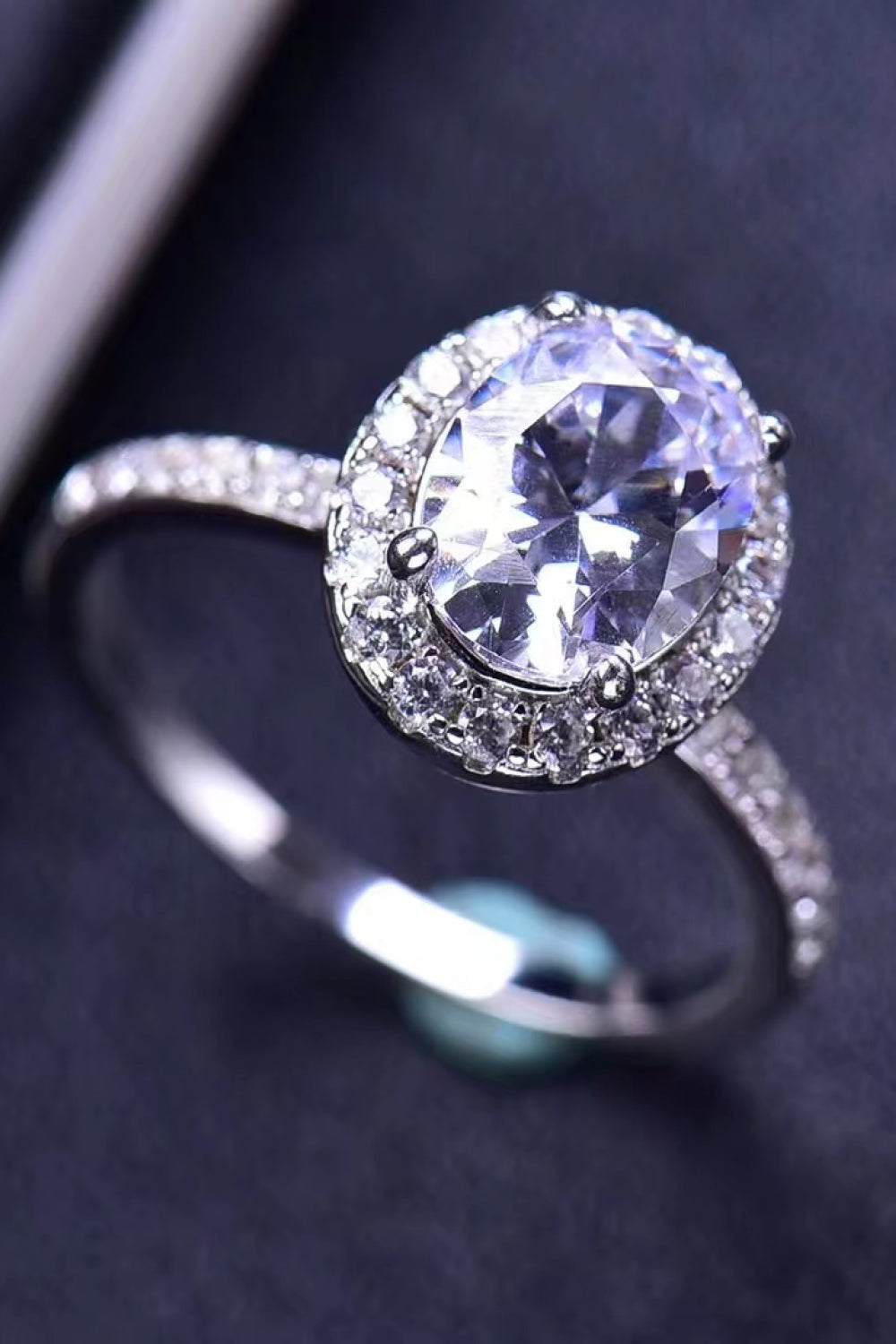 2 Carat Moissanite Platinum-Plated Ring White by Trendsi | Fleurcouture