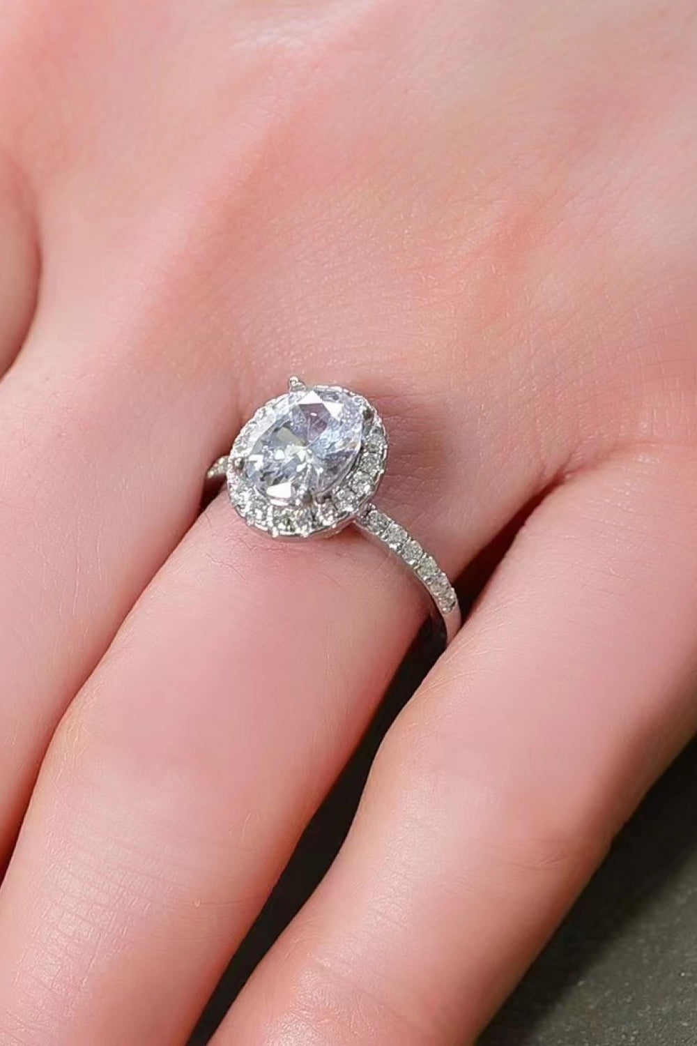 2 Carat Moissanite Platinum-Plated Ring White by Trendsi | Fleurcouture