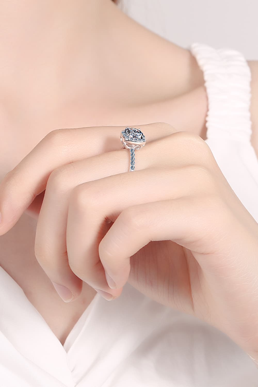 2 Carat Moissanite Square Halo Ring Silver Accessories by Trendsi | Fleurcouture