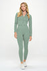 2 Piece Ribbed Seamless Long Sleeve Zip Jacket set Chinois green S by OTOS Active | Fleurcouture