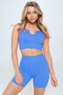 2 piece Seamless Ribbed Tank Top Biker Shorts Malibu Blue S by OTOS Active | Fleurcouture