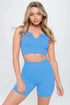 2 piece Seamless Ribbed Tank Top Biker Shorts Set Malibu Blue S by OTOS Active | Fleurcouture