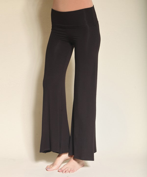 240GSM BAMBOO CLASSIC PALAZZO PANTS BLACK S by Fabina | Fleurcouture