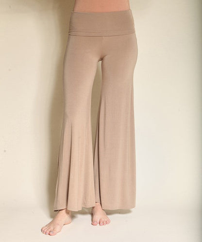 240GSM BAMBOO CLASSIC PALAZZO PANTS TAUPE S by Fabina | Fleurcouture