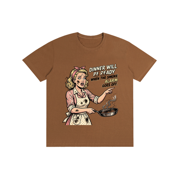 Dinnerwillbereadywhenthesmokealarmgoesoff,retro,1950s,funny,sarcastic,tee,tshirt