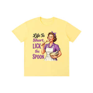 Lifeistooshortlickthespoon,lifeistooshort,funny,sarcastic,retro,1950s,tee,tshirt