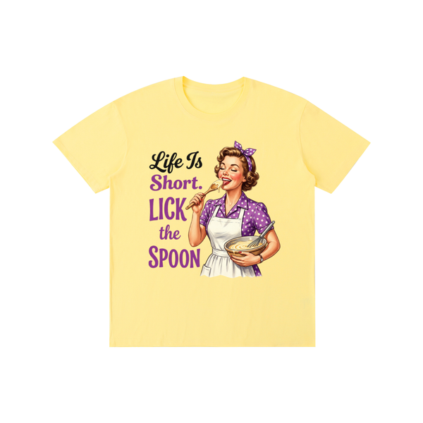 Lifeistooshortlickthespoon,lifeistooshort,funny,sarcastic,retro,1950s,tee,tshirt