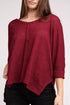 3/4 Sleeve V-Neck Hi-Low Hem Jacquard Sweater CABERNET S/M by ZENANA | Fleurcouture