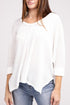 3/4 Sleeve V-Neck Hi-Low Hem Jacquard Sweater OFF WHITE S/M by ZENANA | Fleurcouture