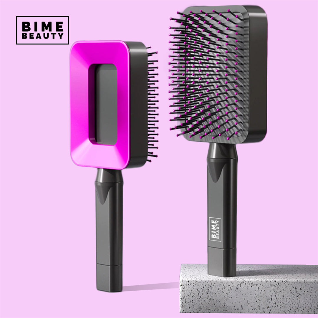 3D Self-cleaning Deluxe Rectangular Hair Brush Hair Combs by BimeBeauty | Fleurcouture